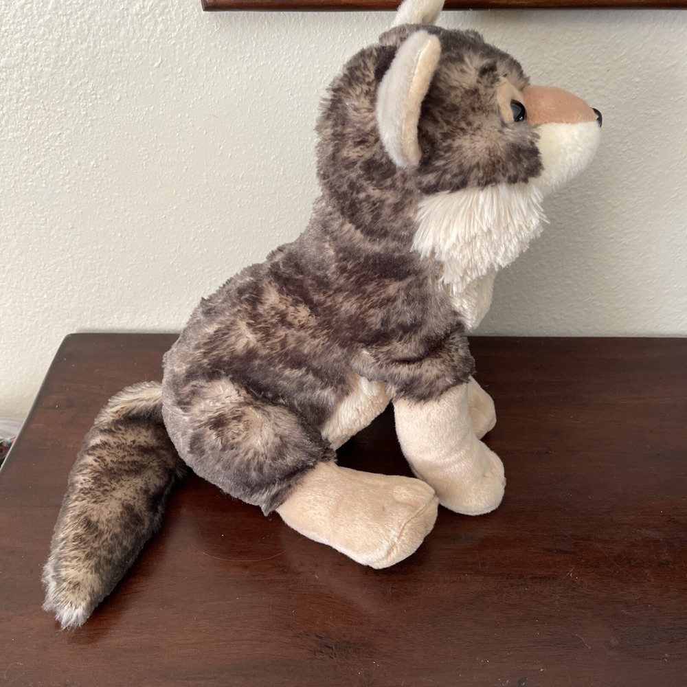 Wild Republic Stuffed Animal Plush Toy Sitting Timber Gray Tan Super Clean 12" - Picture 3 of 5